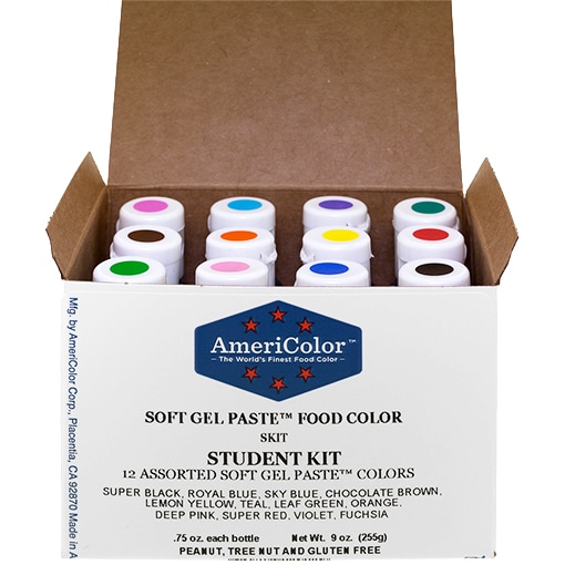 Americolor, Student Kit , 12 .75 Ounce Food Color Bottles, Soft Gel Paste
